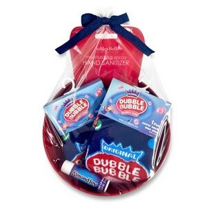 Bow Bowl Gift Basket Dubble Bubble Socks Ashley Bell Hand Spray Lip Balm NWT